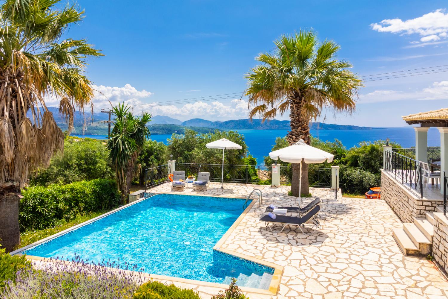 Private pool and terrace with sea views