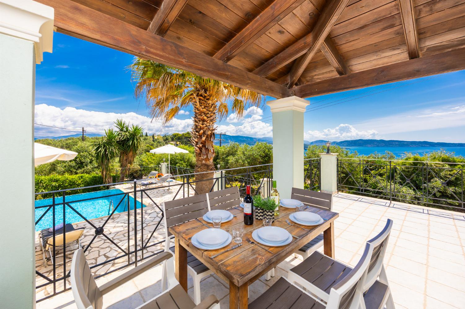 Sheltered terrace area with sea views