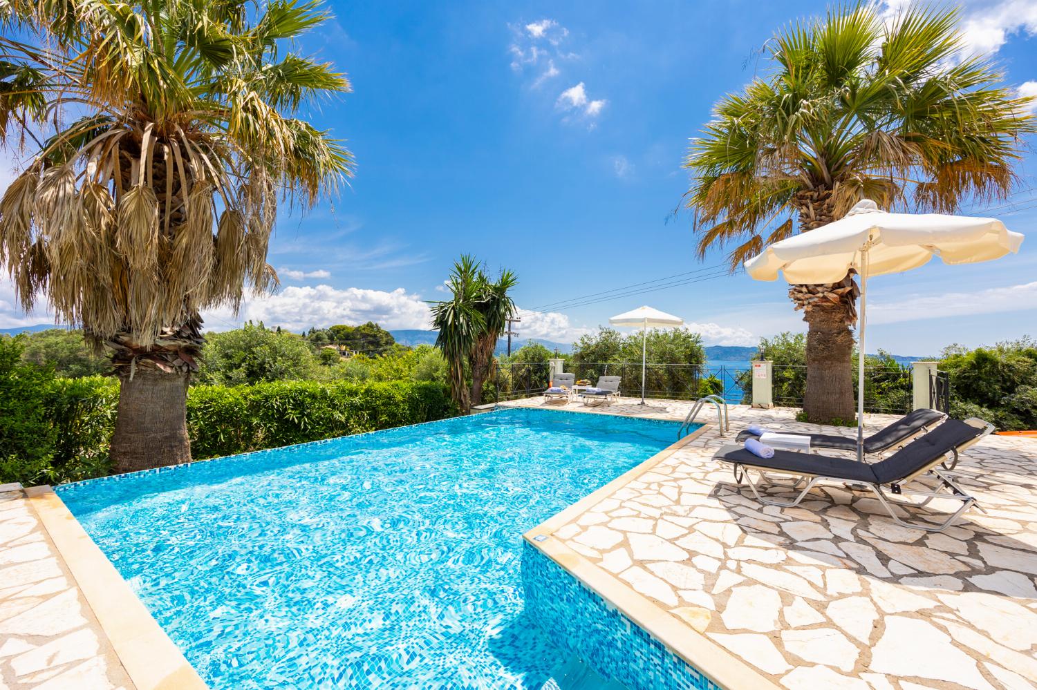 Private pool and terrace with sea views