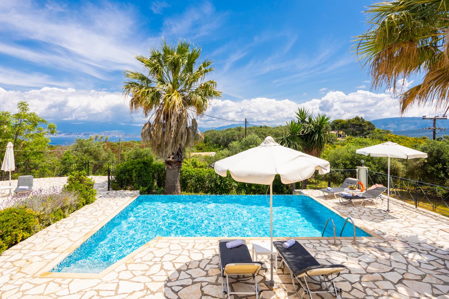 Private pool and terrace with sea views