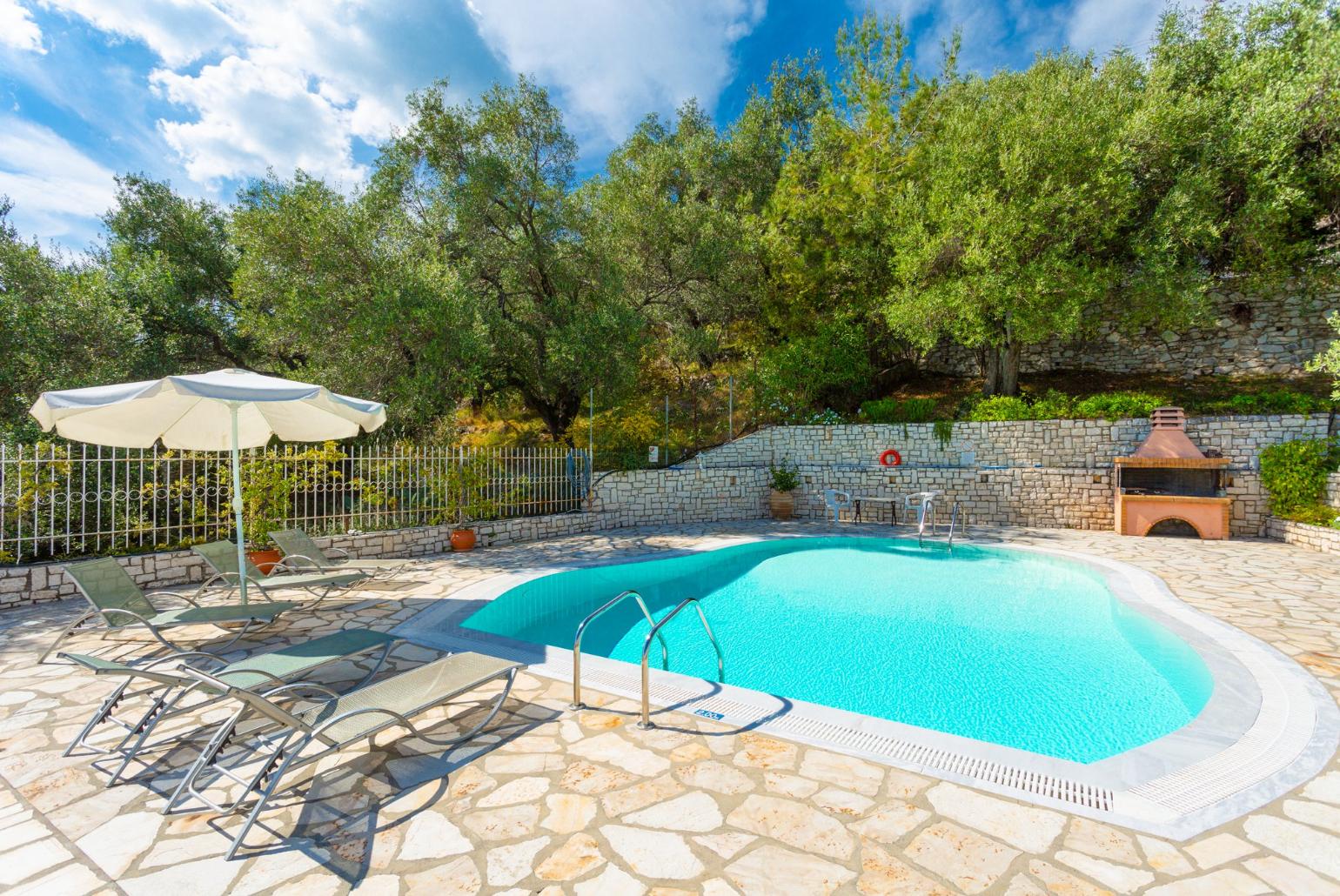 Private pool and terrace with panoramic sea views