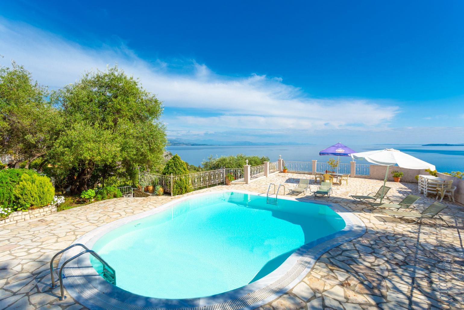 ,Private pool and terrace with panoramic sea views