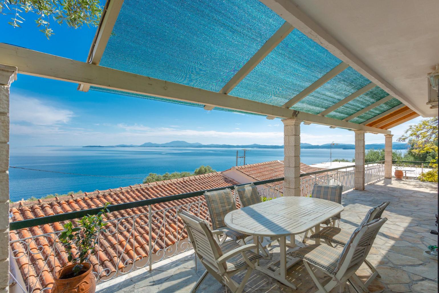 Sheltered terrace area with panoramic sea views