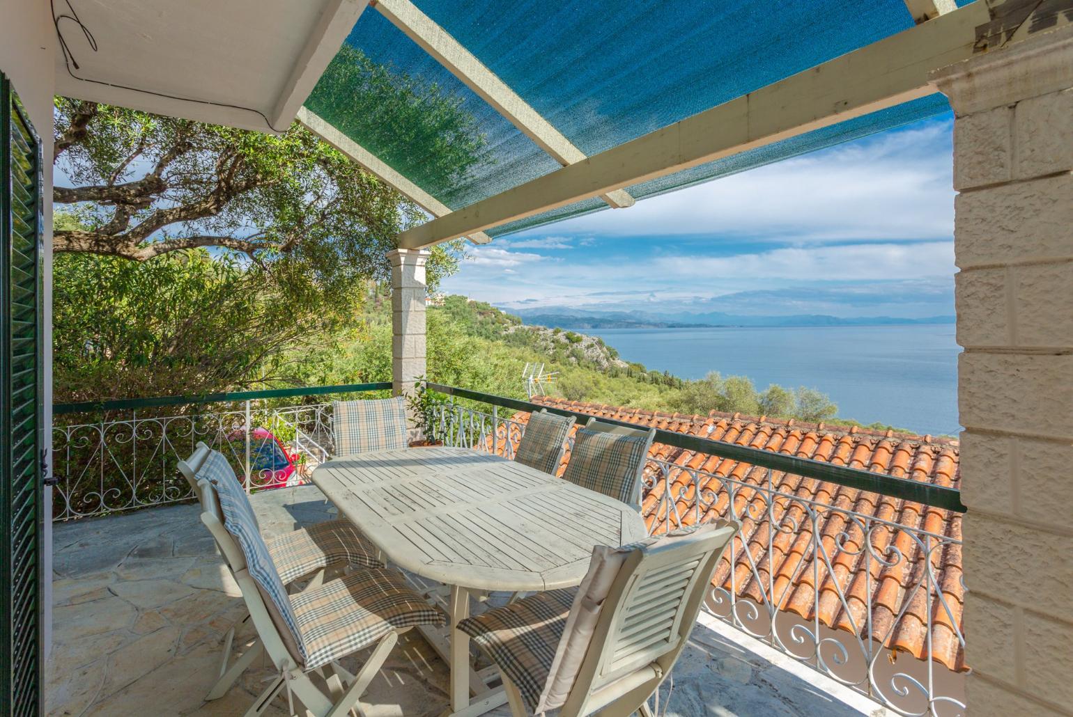 Sheltered terrace area with panoramic sea views