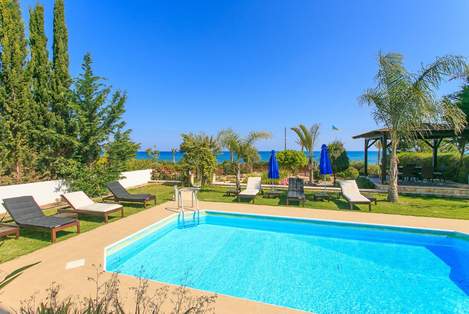 Private swimming pool with terrace and garden area