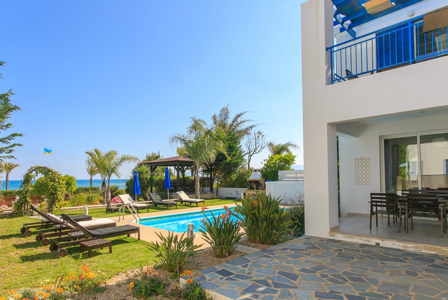 Private swimming pool with terrace and garden area