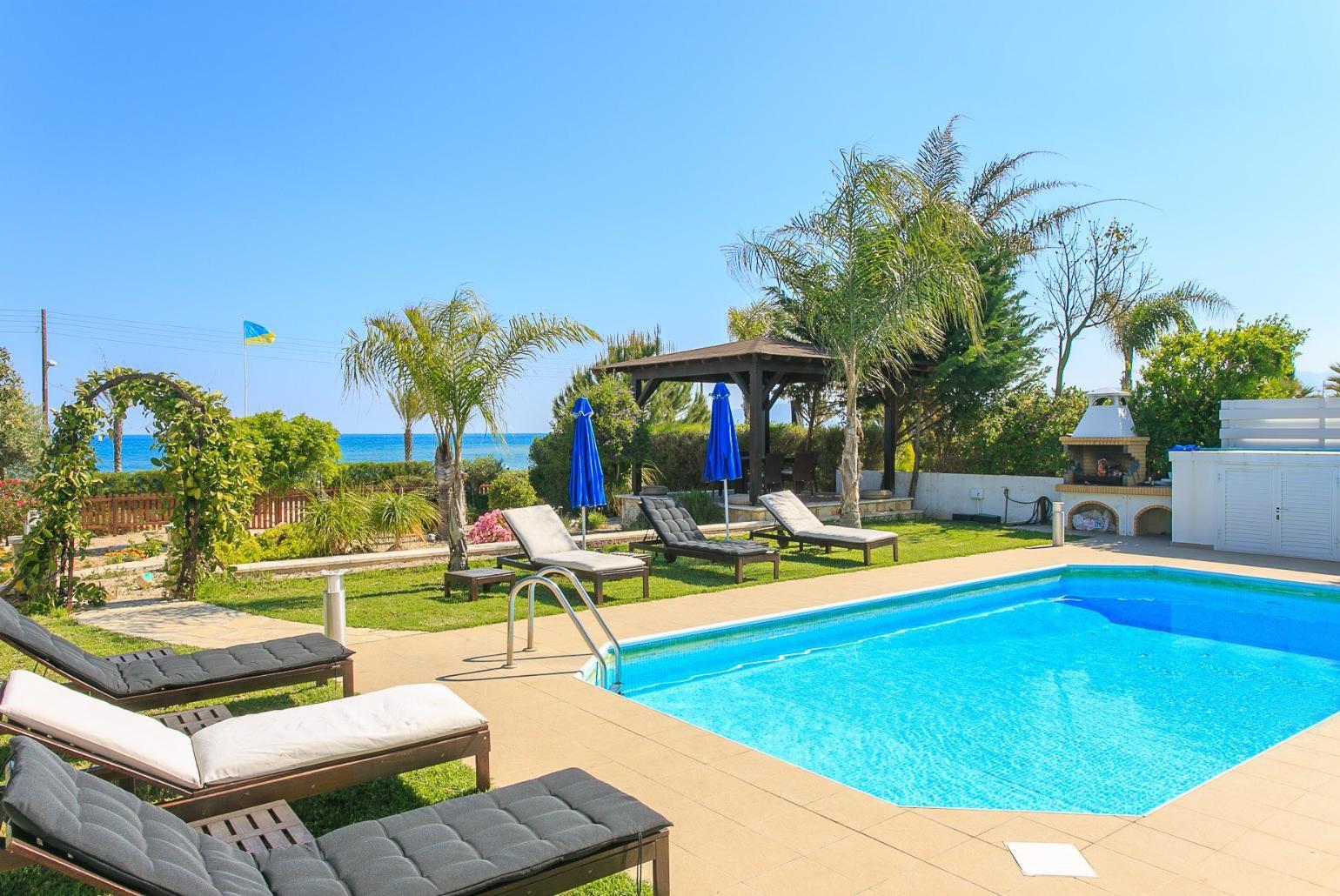 Private swimming pool with terrace and garden