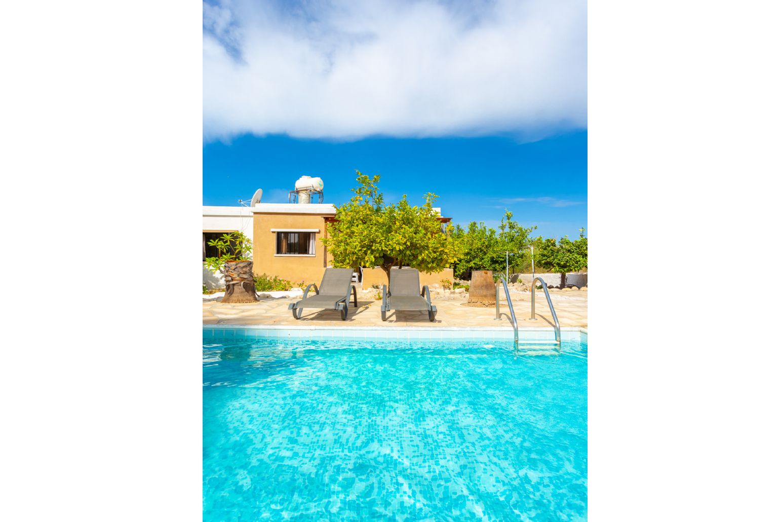 Private pool and terrace with sea views