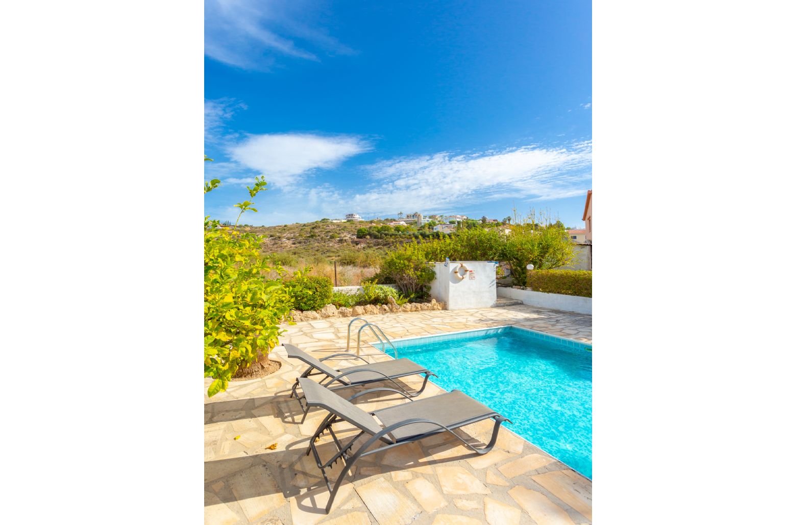 Private pool and terrace with sea views