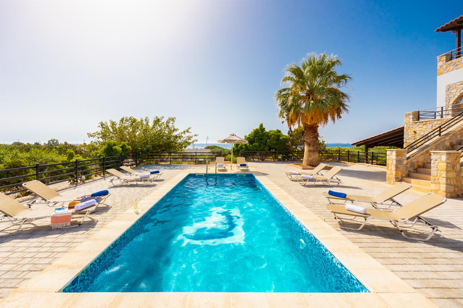 Private pool and terrace with sea views