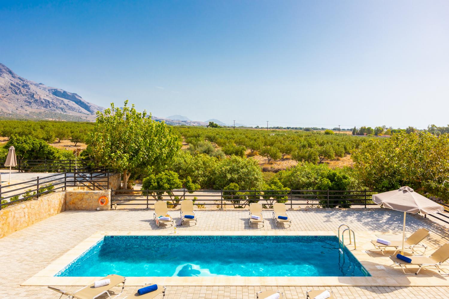 Private pool and terrace with sea views