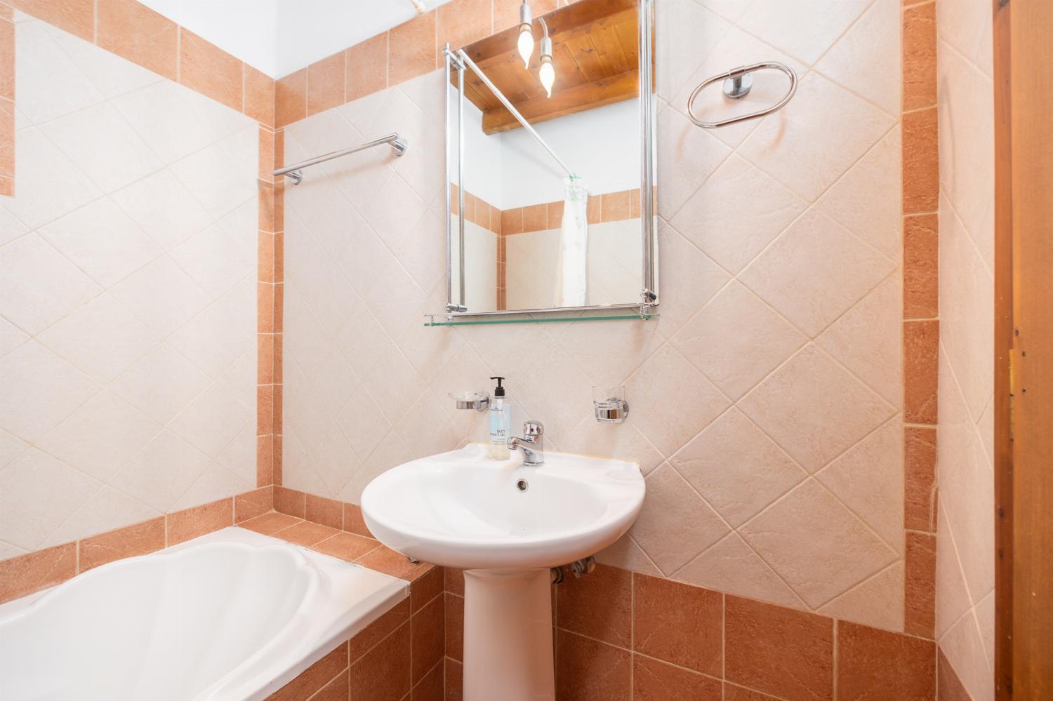 Lower unit: family bathroom with bath and shower
