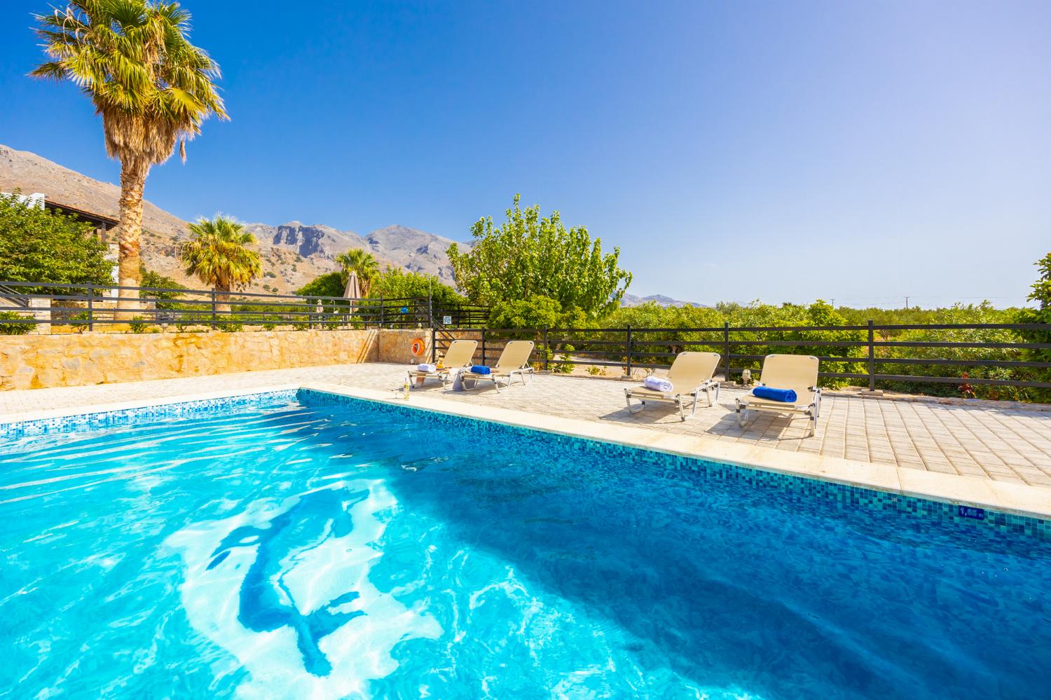 Private pool and terrace with sea views