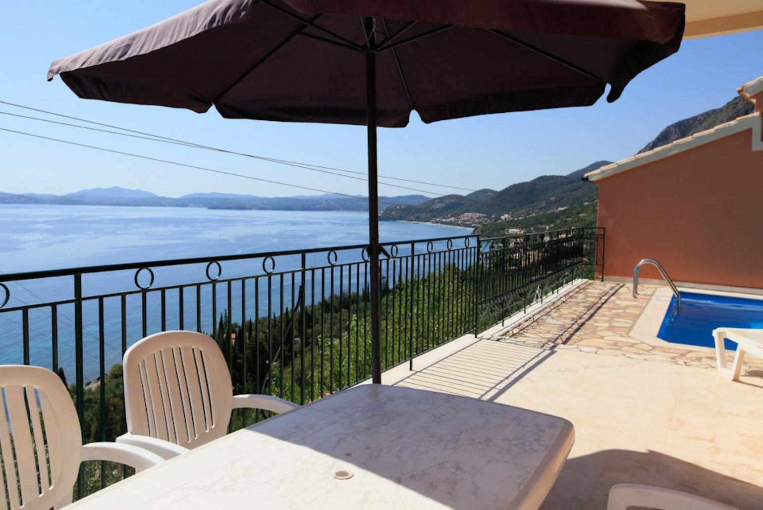 Private pool with terrace and sea views