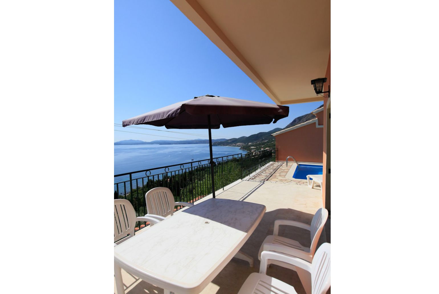 Private pool with panoramic sea views