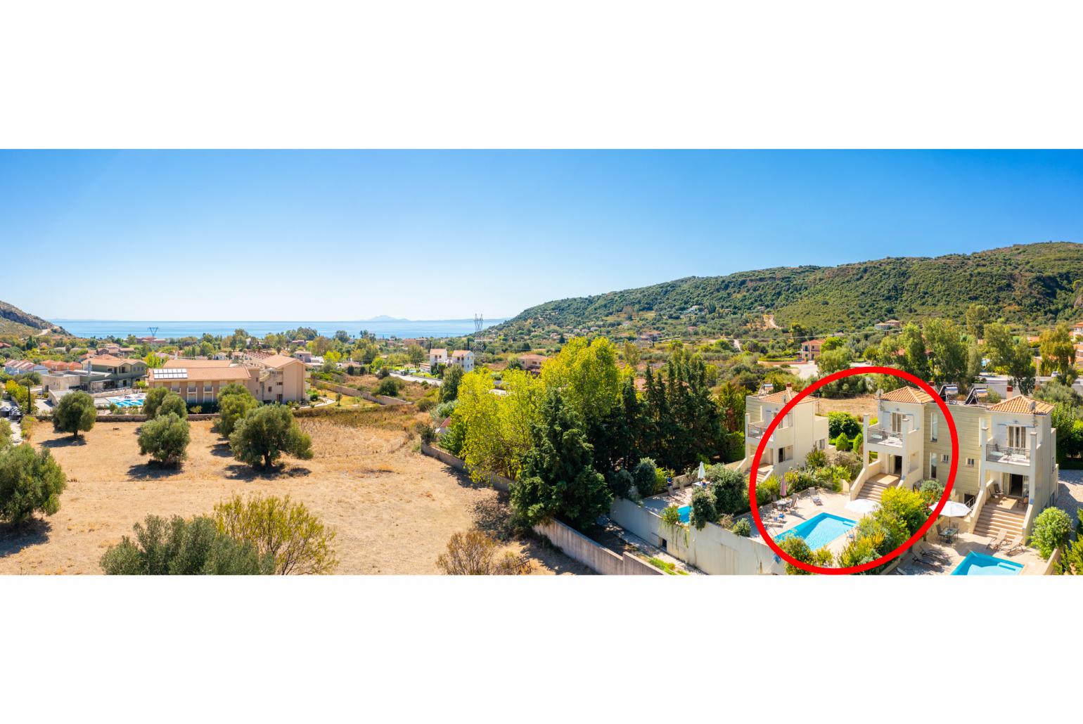 Aerial view showing location of Villa Fedra