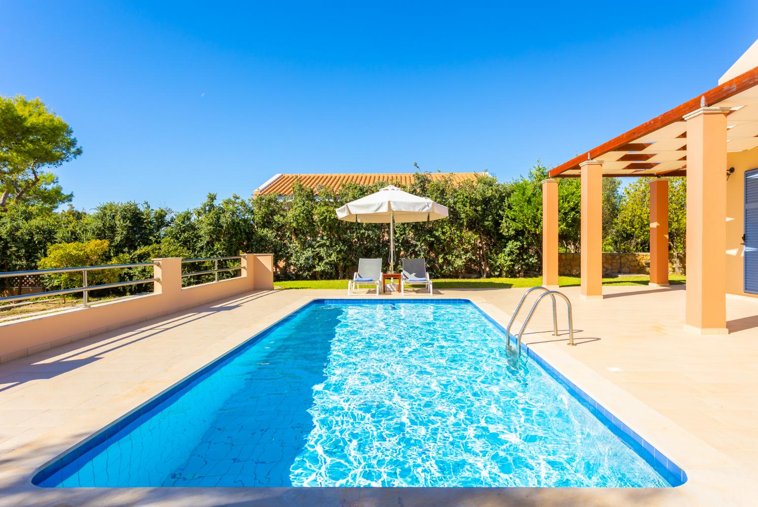 Private pool, terrace, and garden