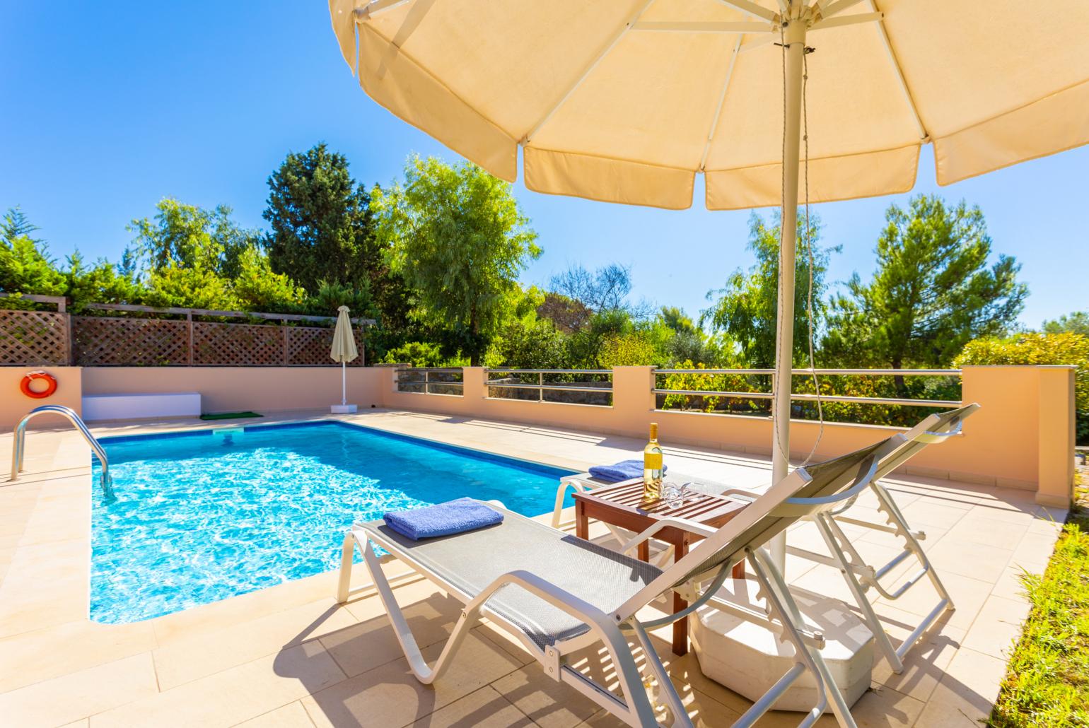 Private pool, terrace, and garden