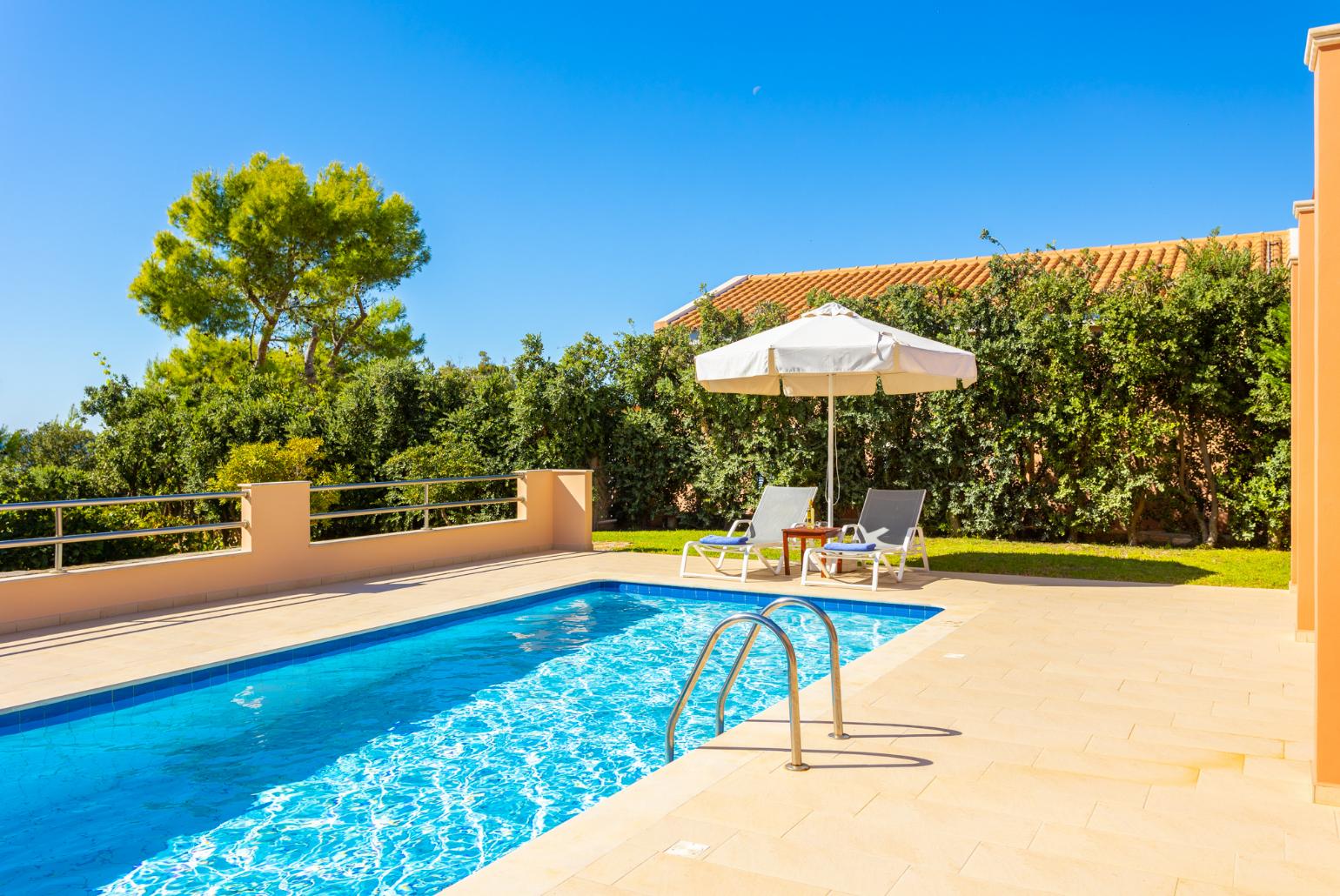 Private pool, terrace, and garden