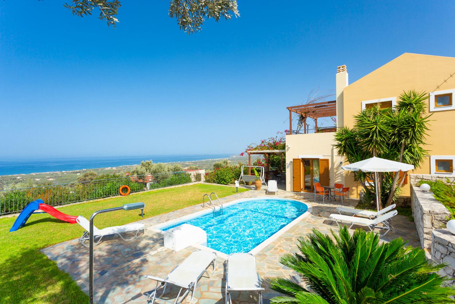 Beautiful villa with private pool, terrace, and garden with panoramic sea views