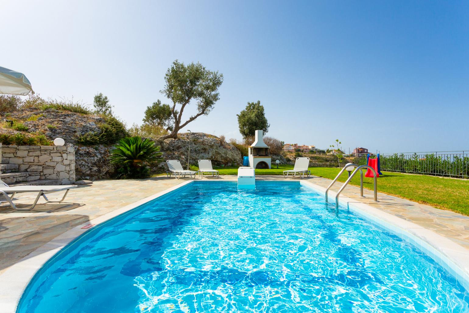 Private pool, terrace, and garden