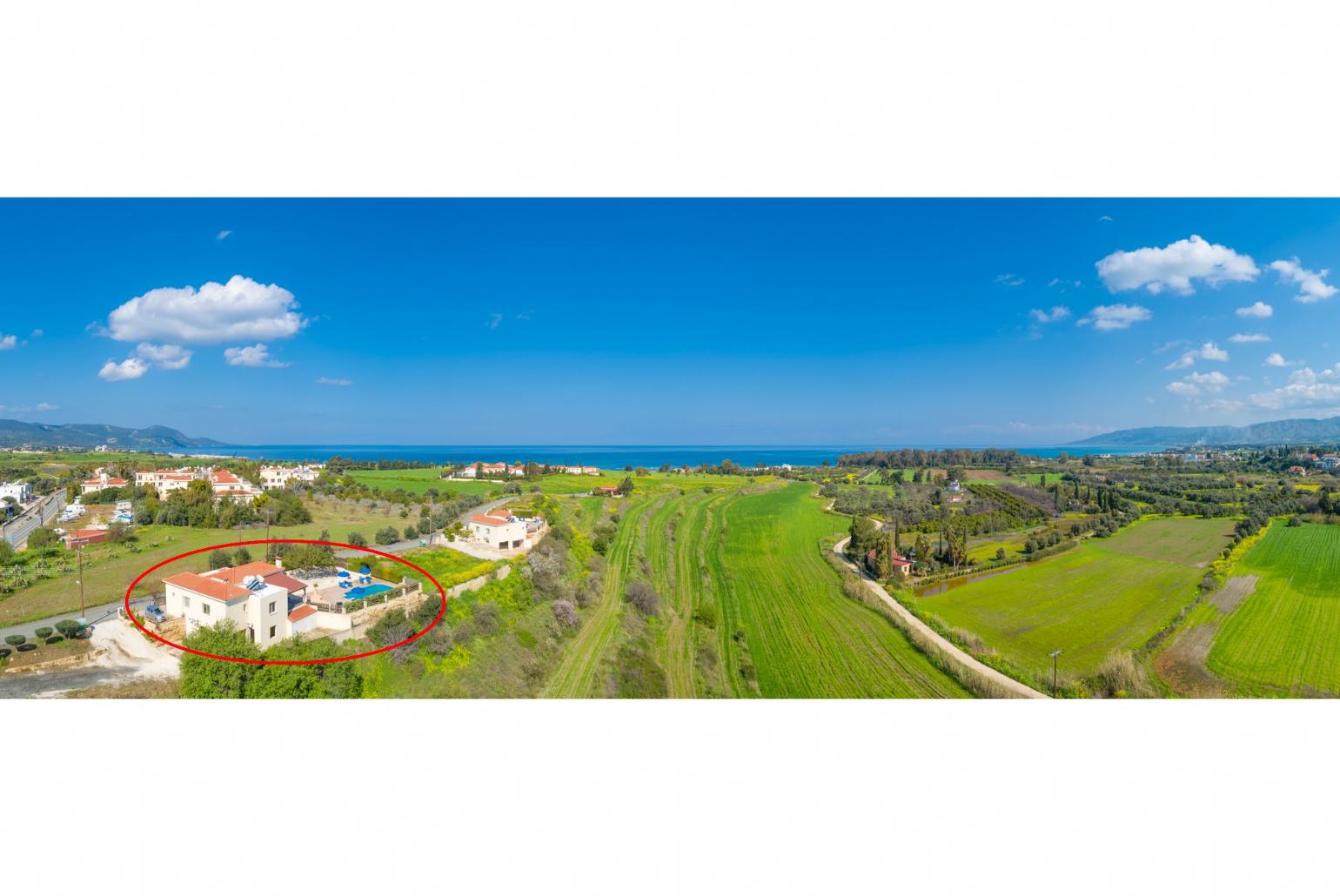 Aerial view showing location of Villa Prodromos