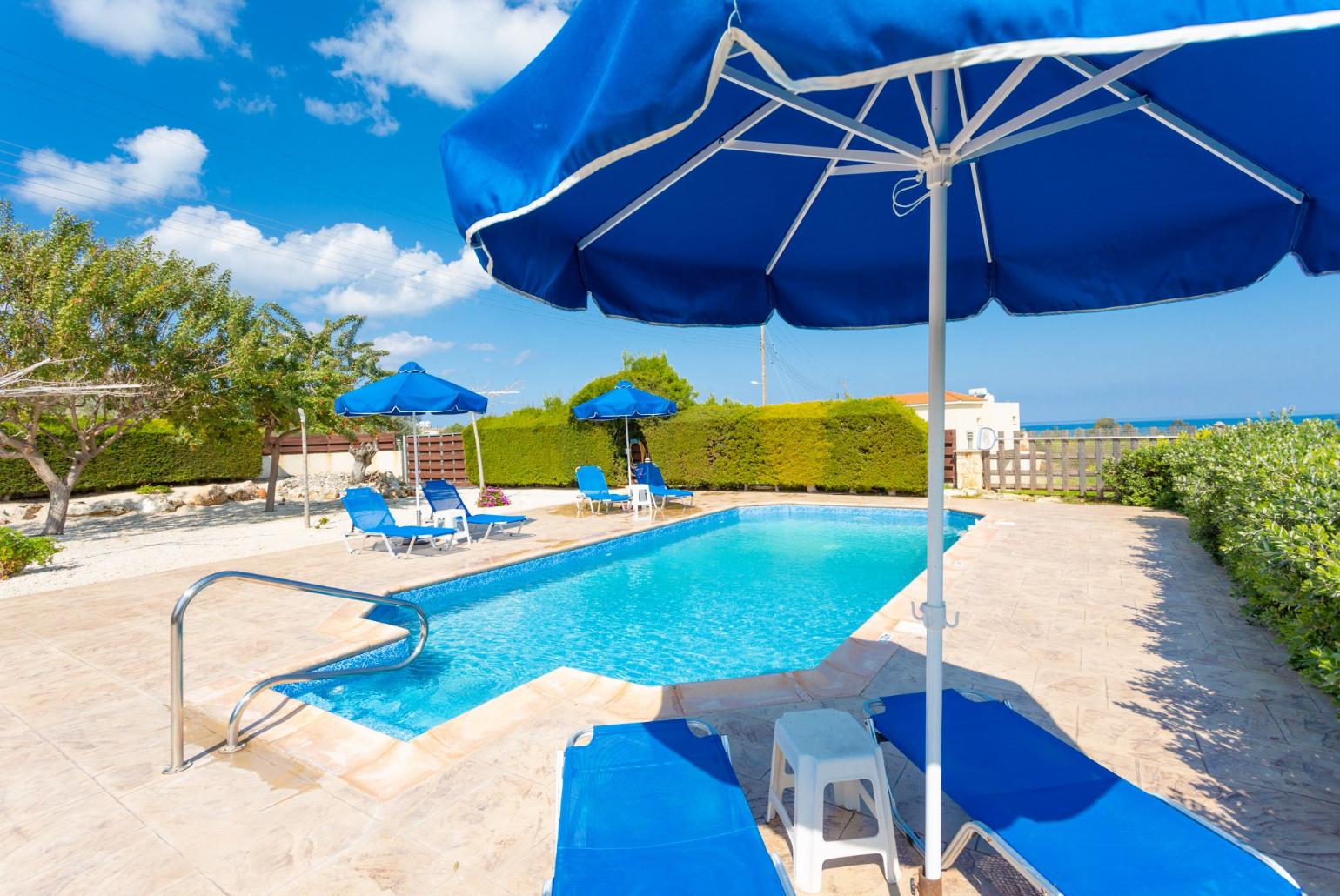 Private pool and terrace with sea views