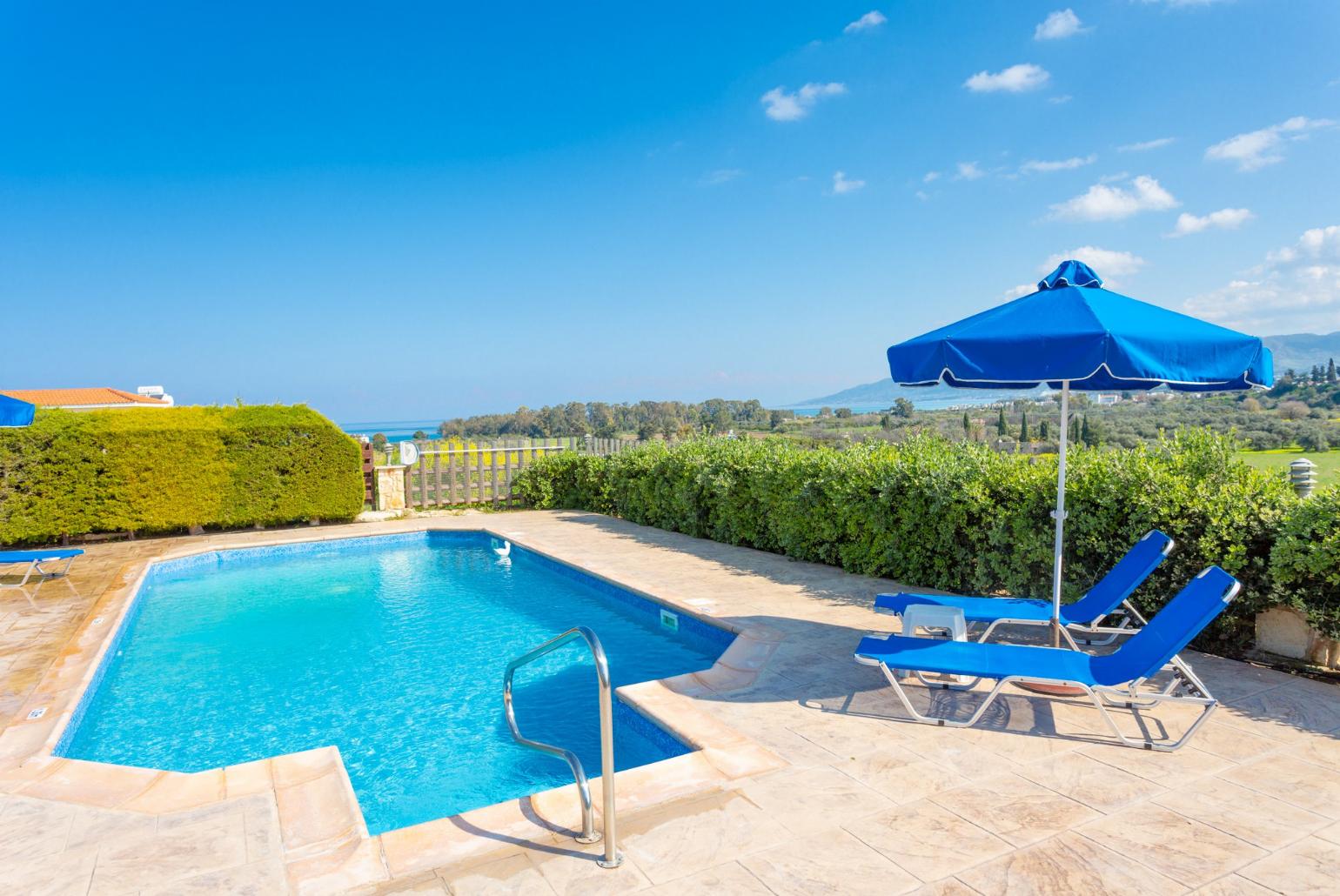 Private pool and terrace with sea views