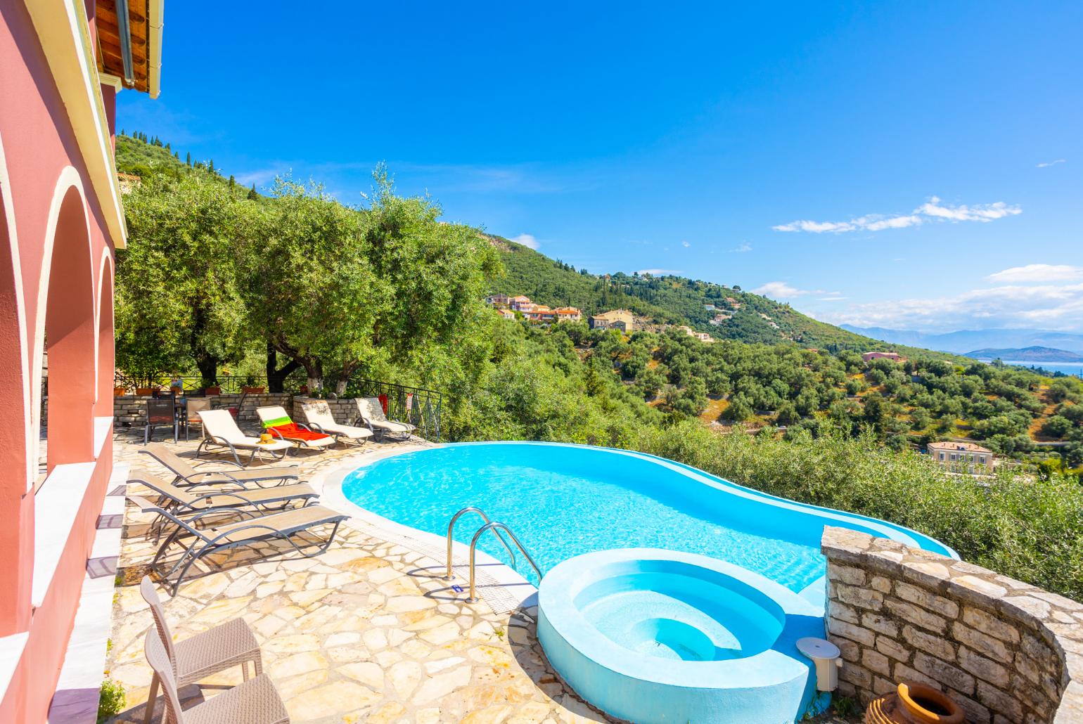 Private infinity pool and terrace with panoramic sea views