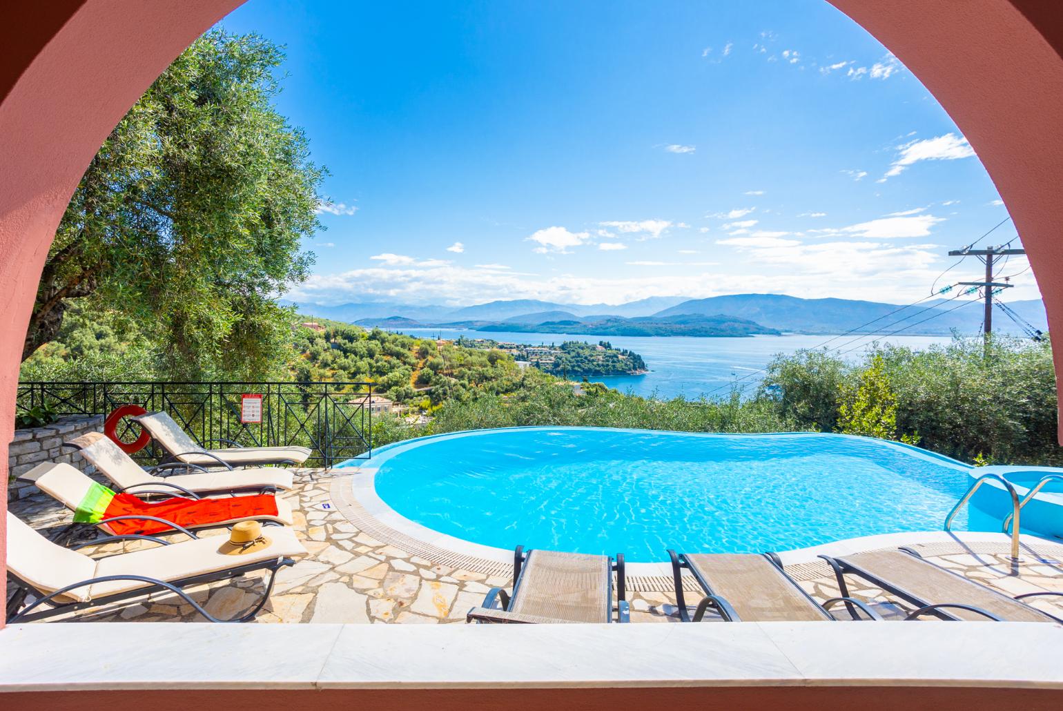 Private infinity pool and terrace with panoramic sea views