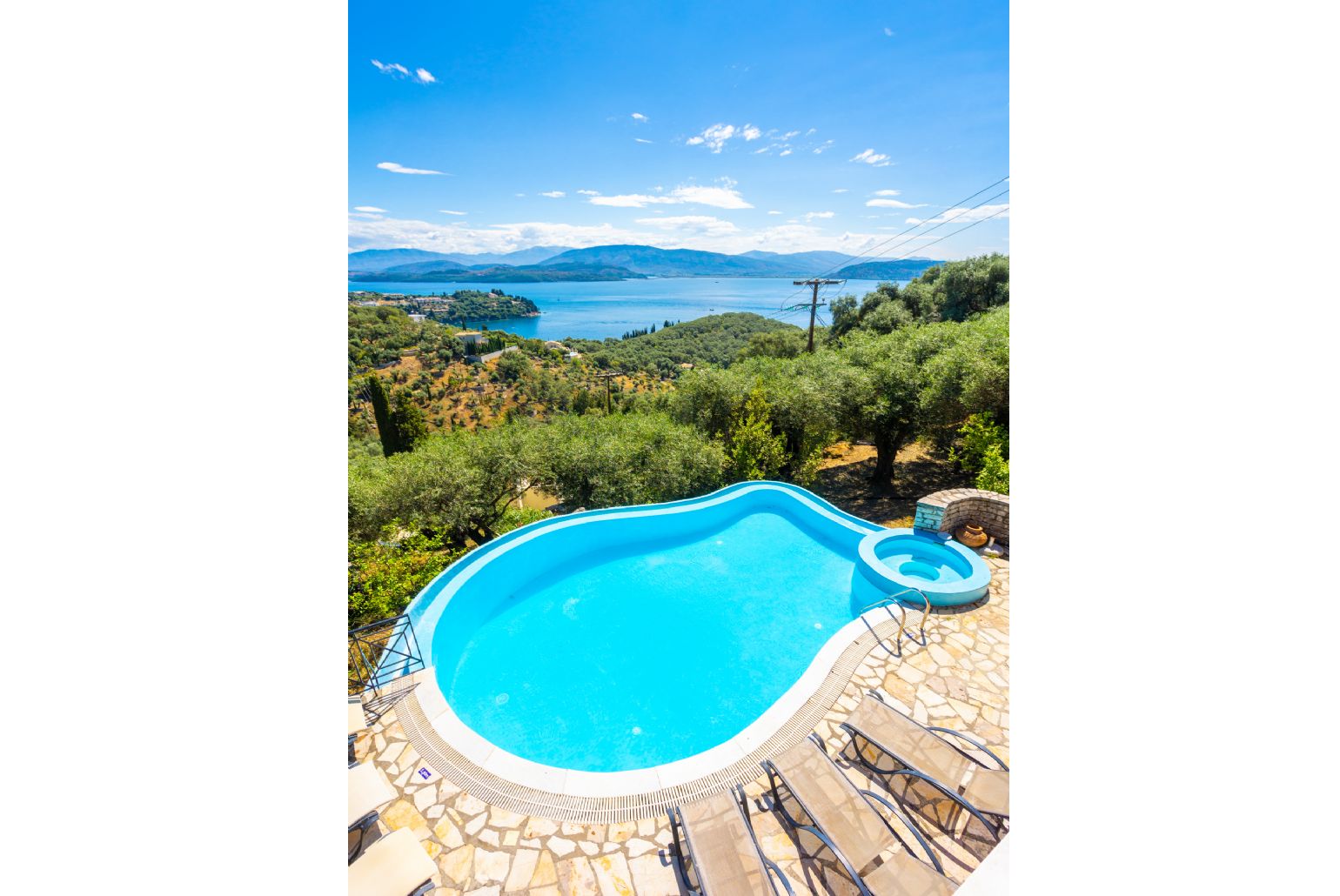 View of pool from upper terrace area