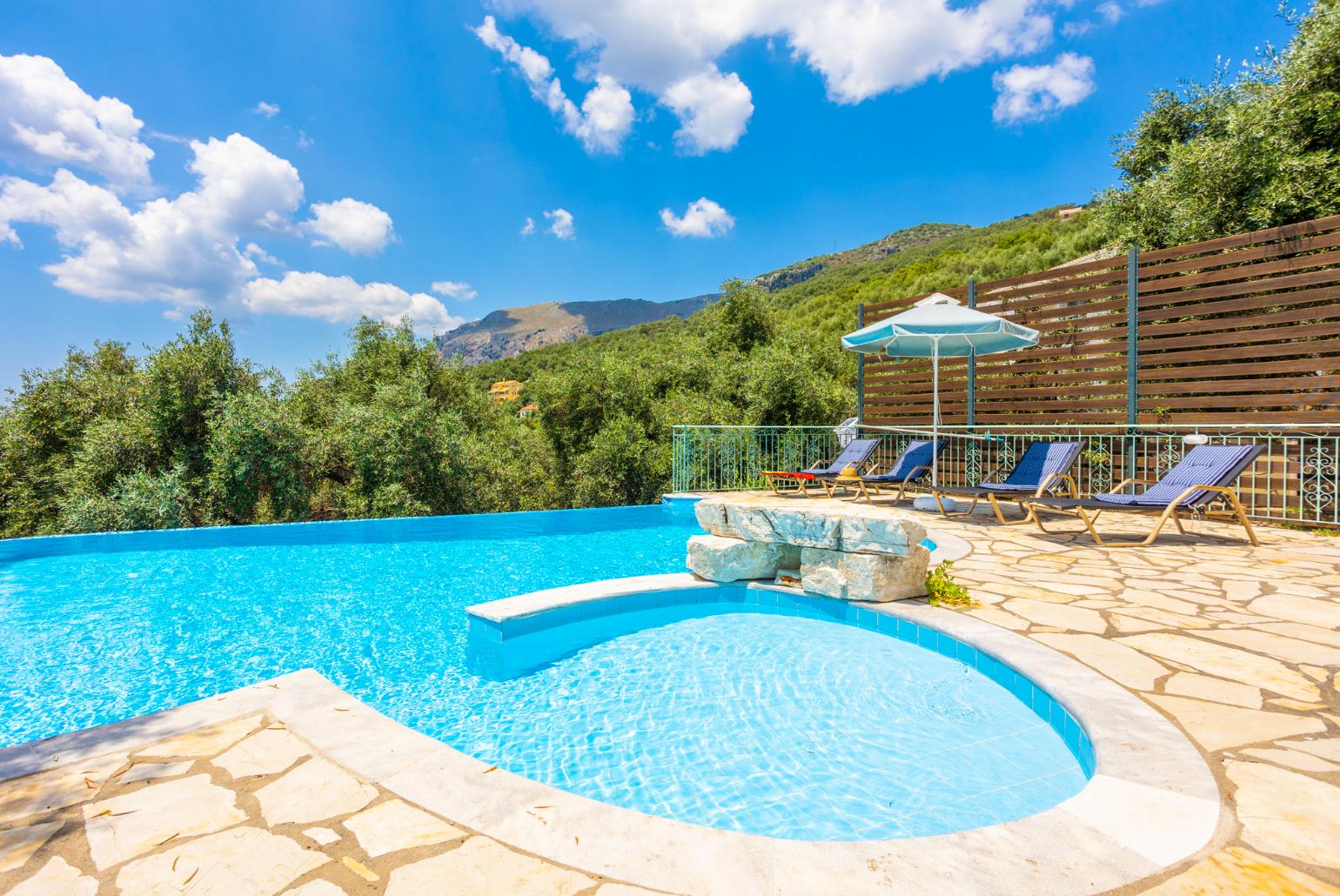 Private infinity pool and terrace with sea views