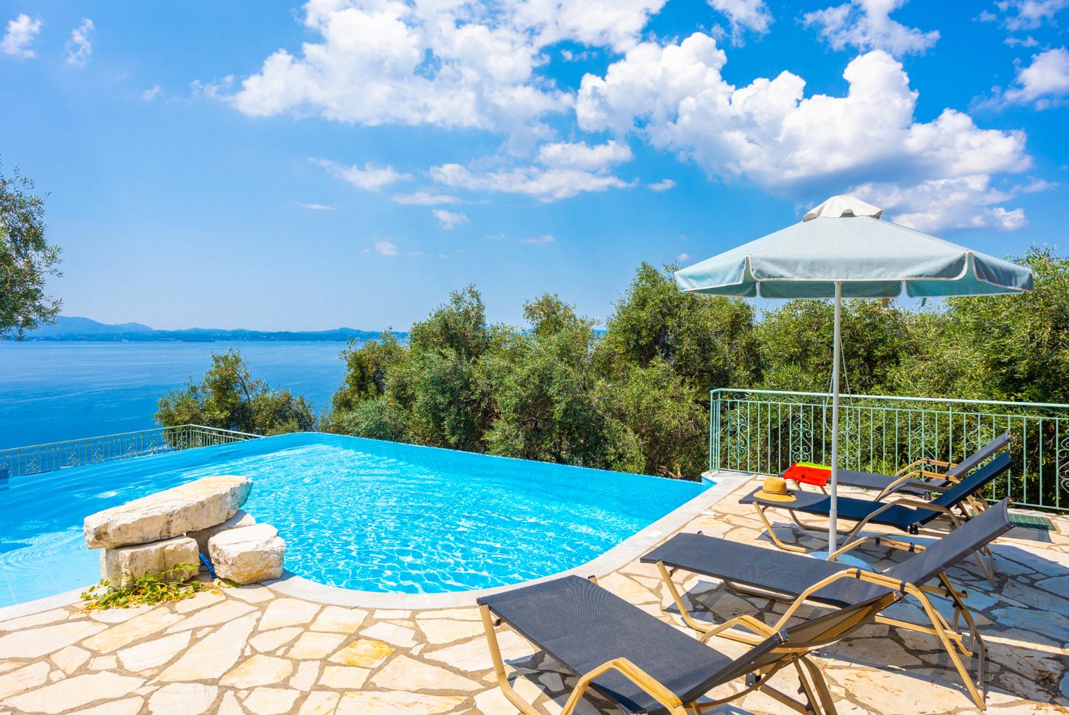 Private infinity pool and terrace with sea views