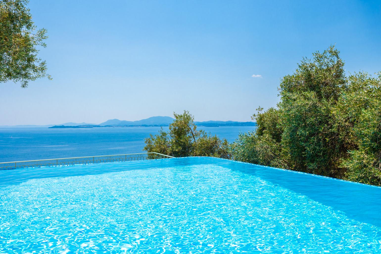 Private infinity pool and terrace with sea views