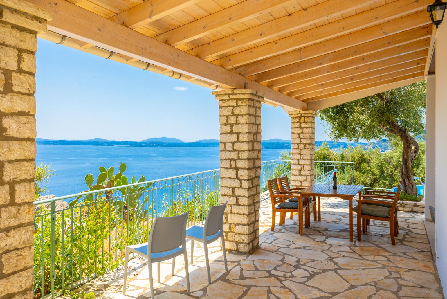 Sheltered terrace area with sea views