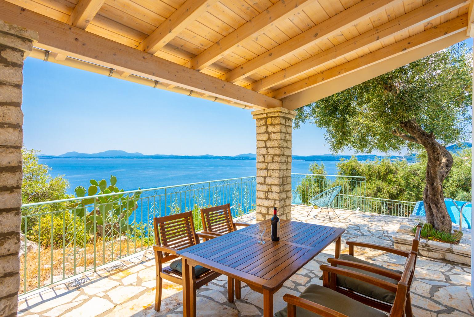 Sheltered terrace area with sea views