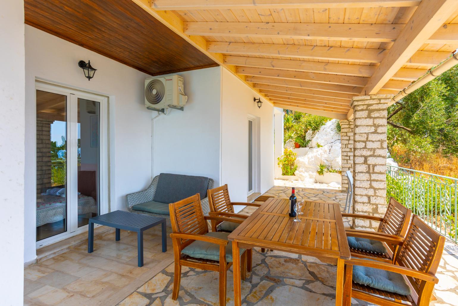 Sheltered terrace area with sea views