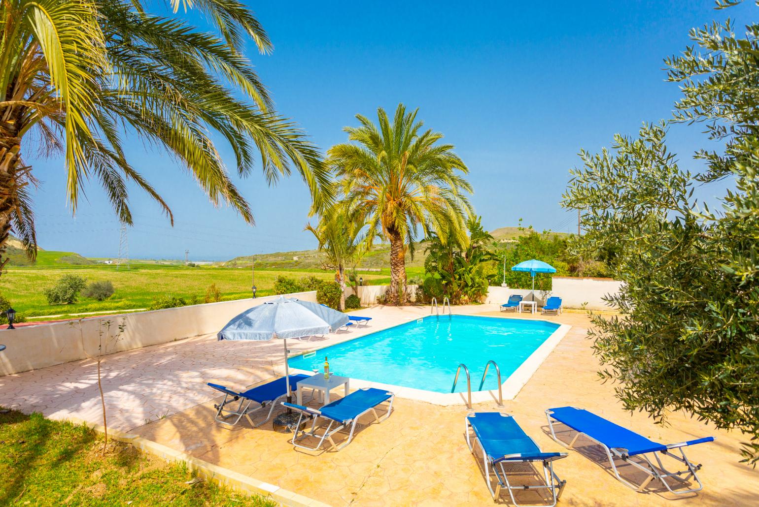 Private pool and terrace with panoramic countryside views