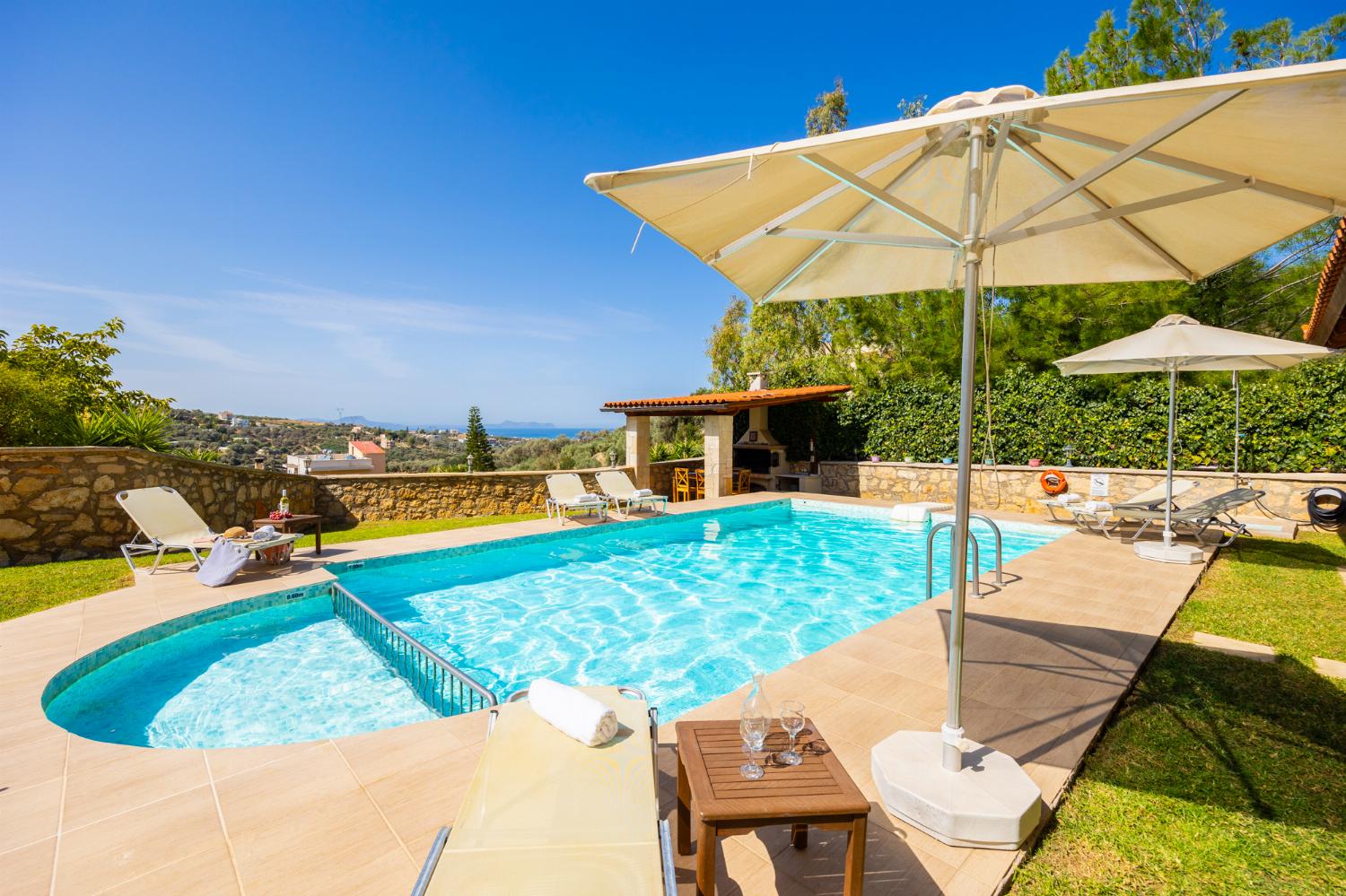 Private pool and terrace with sea views