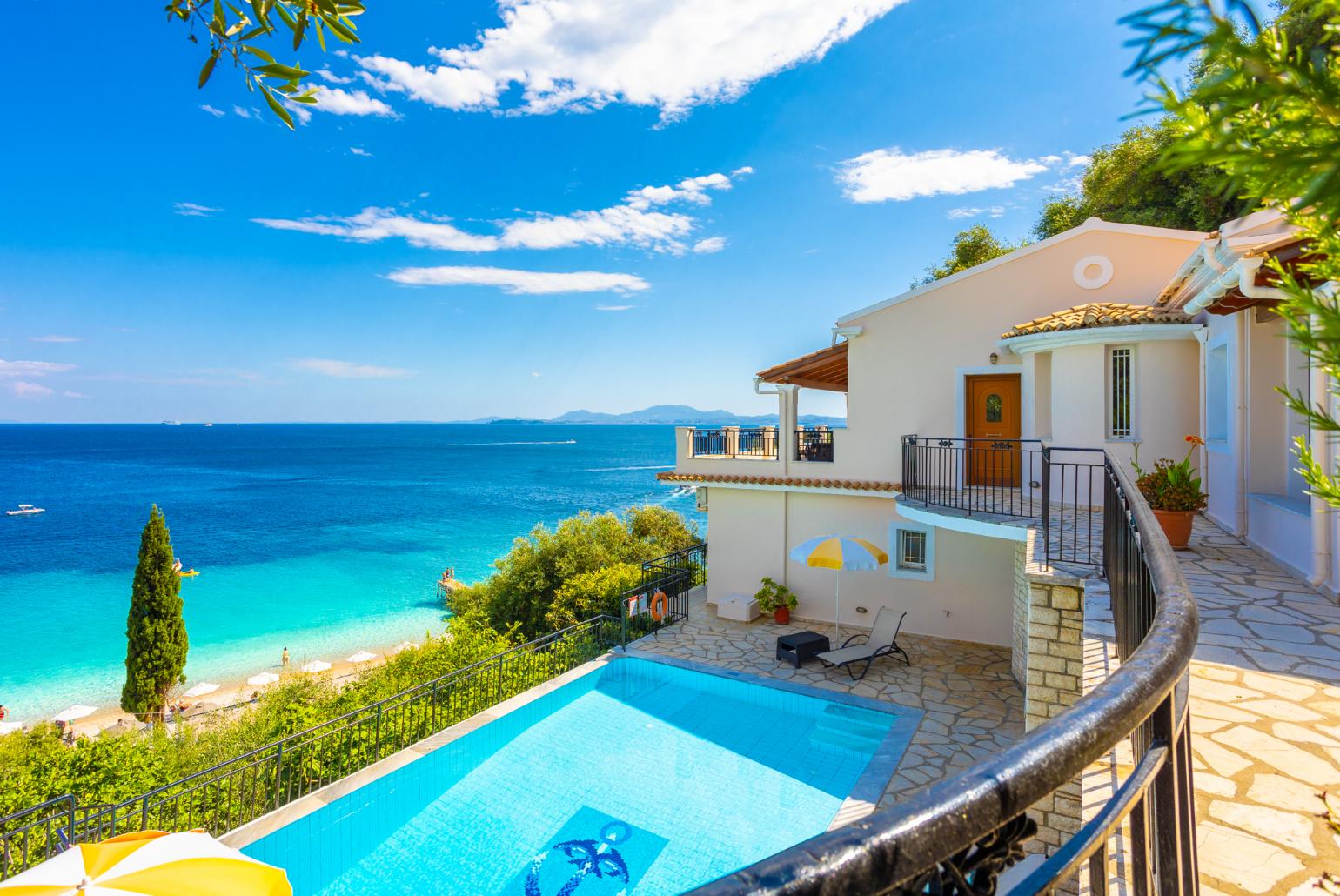 ,Beautiful villa with private pool and terrace with panoramic sea views