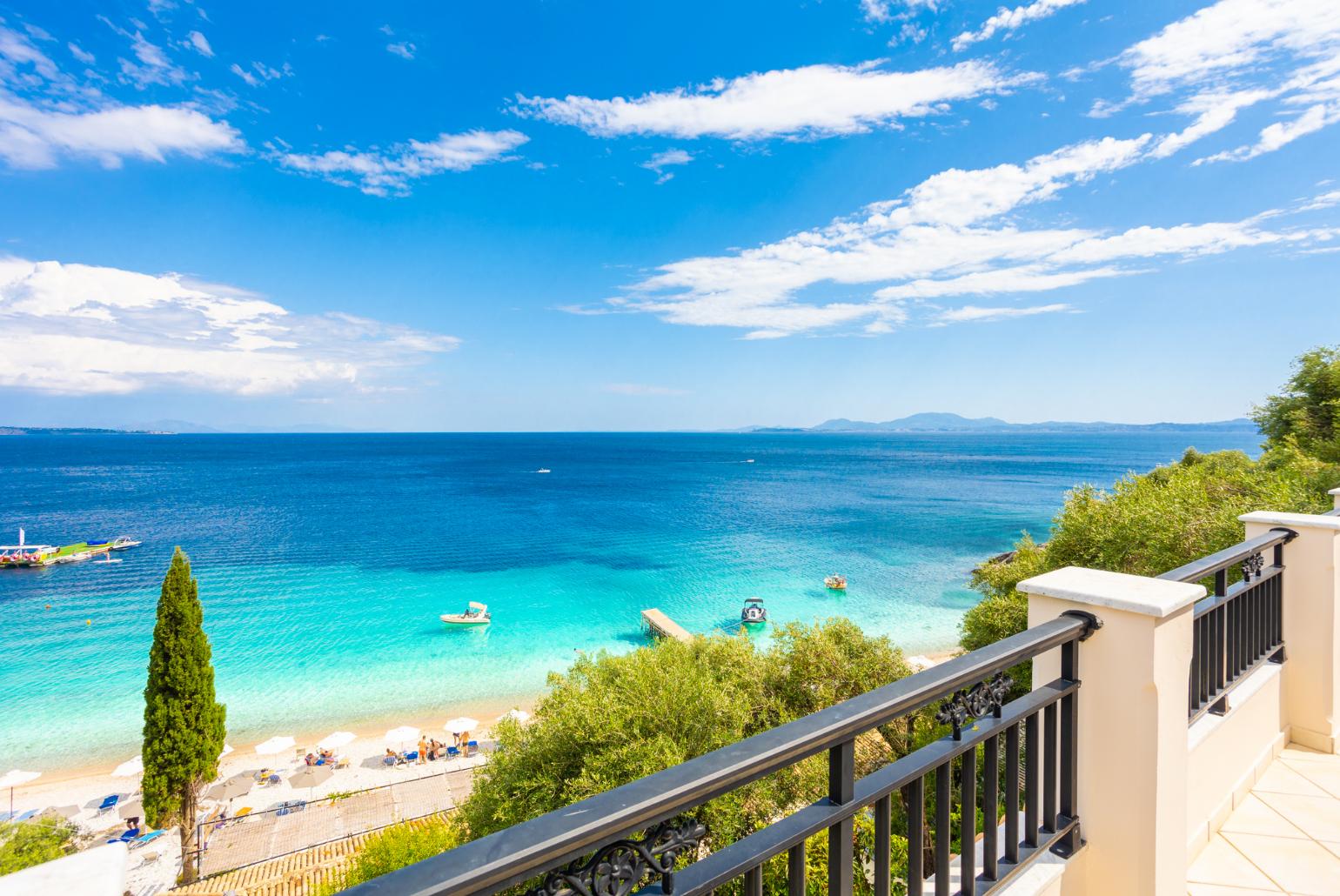 View of Krouzeri beach from upper terrace area