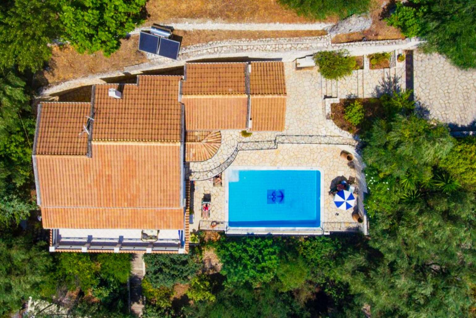 Aerial view of Villa Kerkyroula