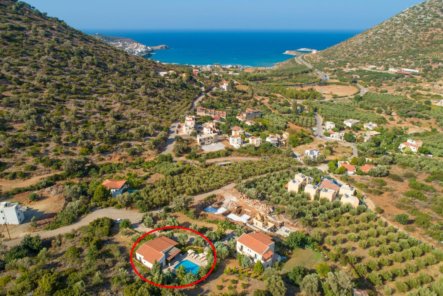 Aerial view showing location of Villa Dimitrios