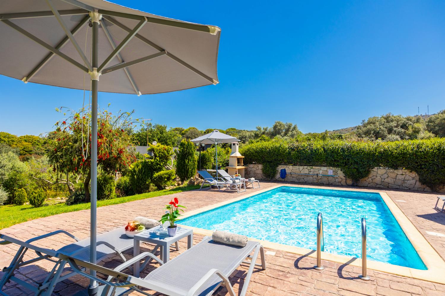 Private pool, terrace, and garden