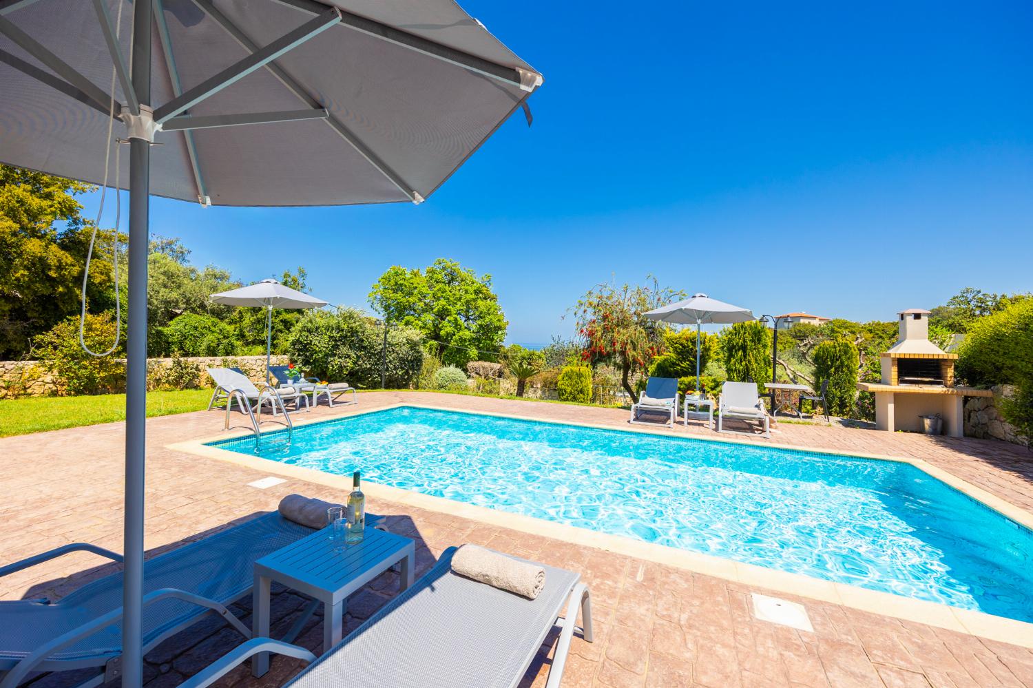 Private pool, terrace, and garden