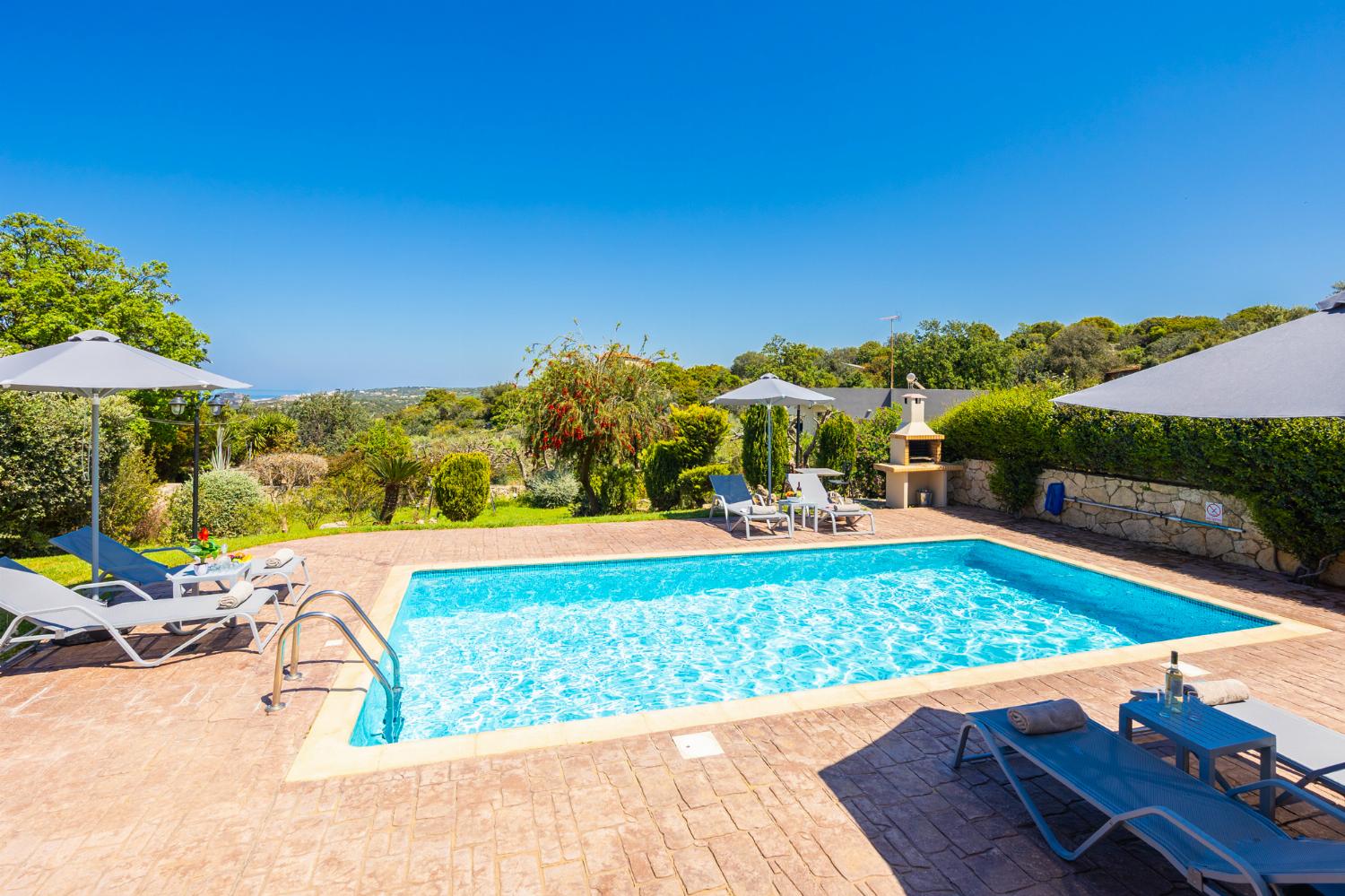 Private pool, terrace, and garden