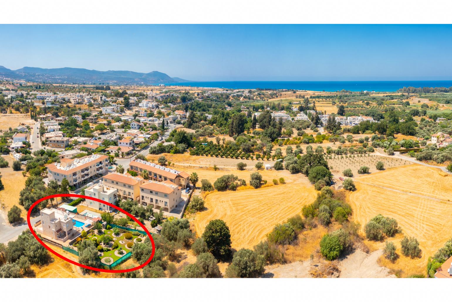 Aerial view showing location of Villa Prodromi