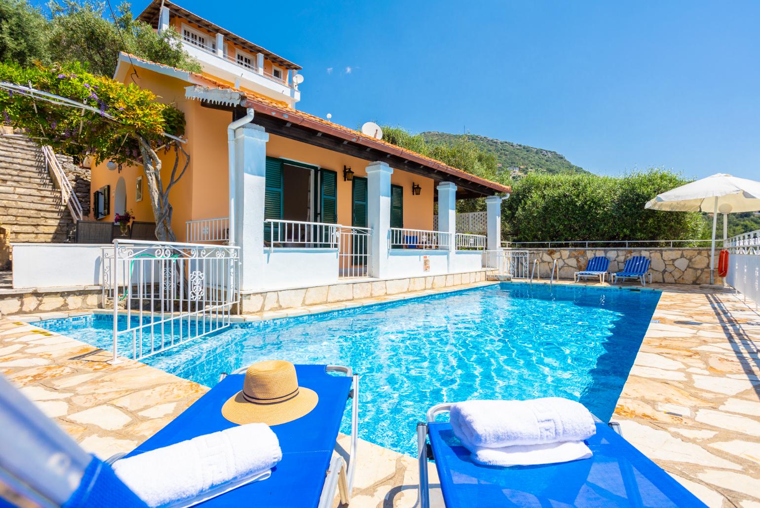 ,Beautiful villa with private pool and terrace with panoramic sea views