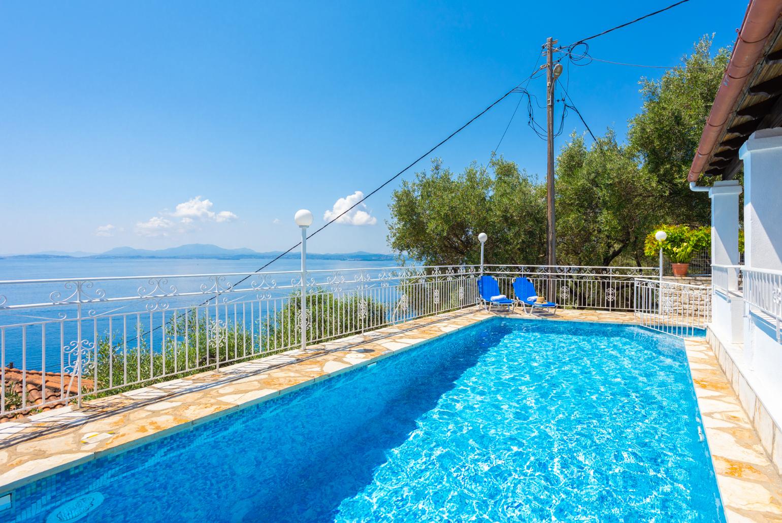 Private pool and terrace with panoramic sea views