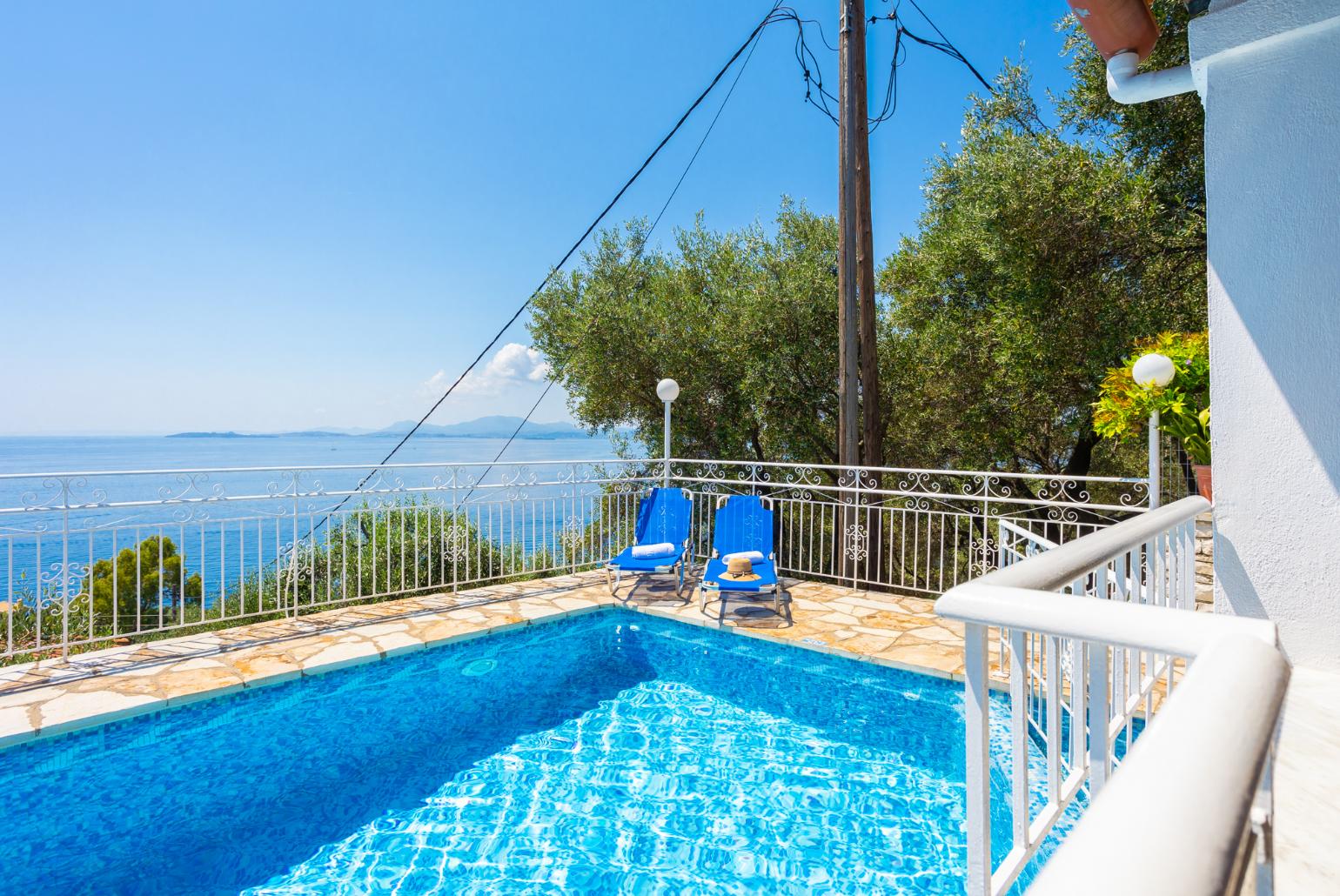 Private pool and terrace with panoramic sea views